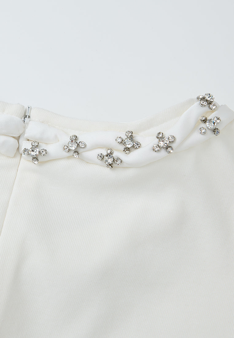 Slim-fit Braided-detail Crystal-embellished T-shirt