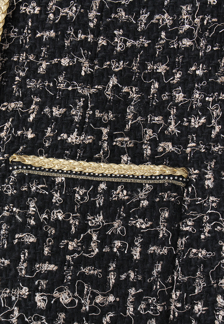 Éclat Embellished Sleeve Tweed Coat