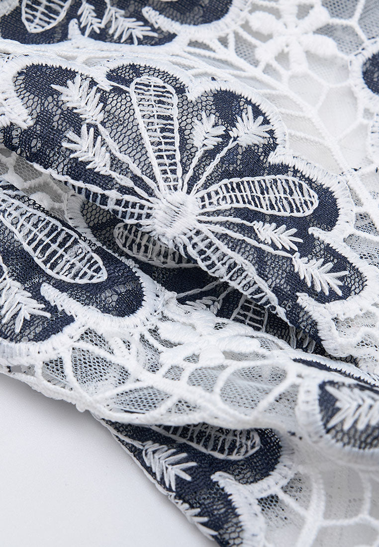 Notched-lapel Mesh Lace Jacket