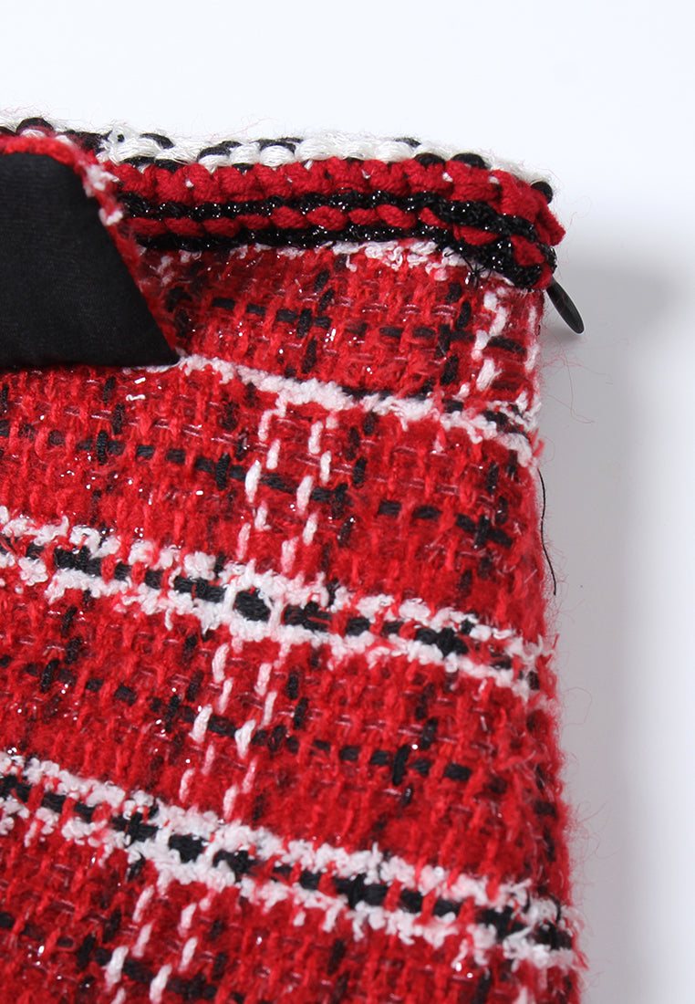 Plaid Couture Tailored Tweed A-Line Skirt