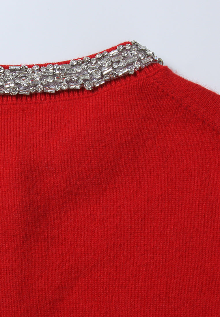 Broderie Fleurie Ribbed Knit Top