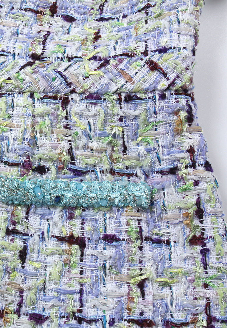 Azure Tweed Structured Dress