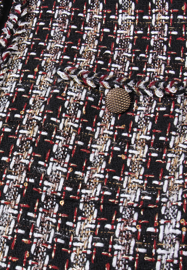 Checked Patch-pocket Tweed Long Coat