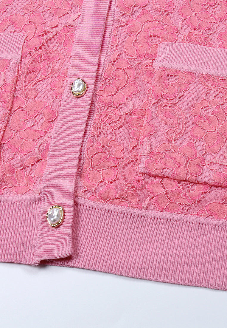 Blush Elegance Lace Cardigan
