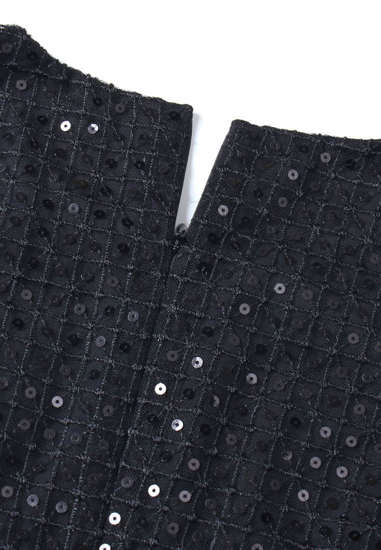 Noir Plumage Sequin Dress