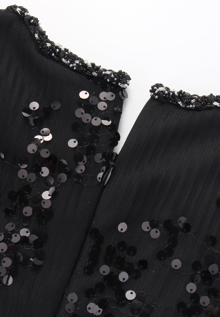 Black Sequin Evening Gown