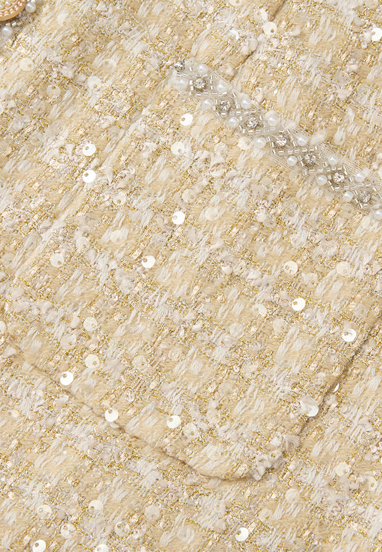 Lurex Checked Tweed Sequin-detail Embellished Dress