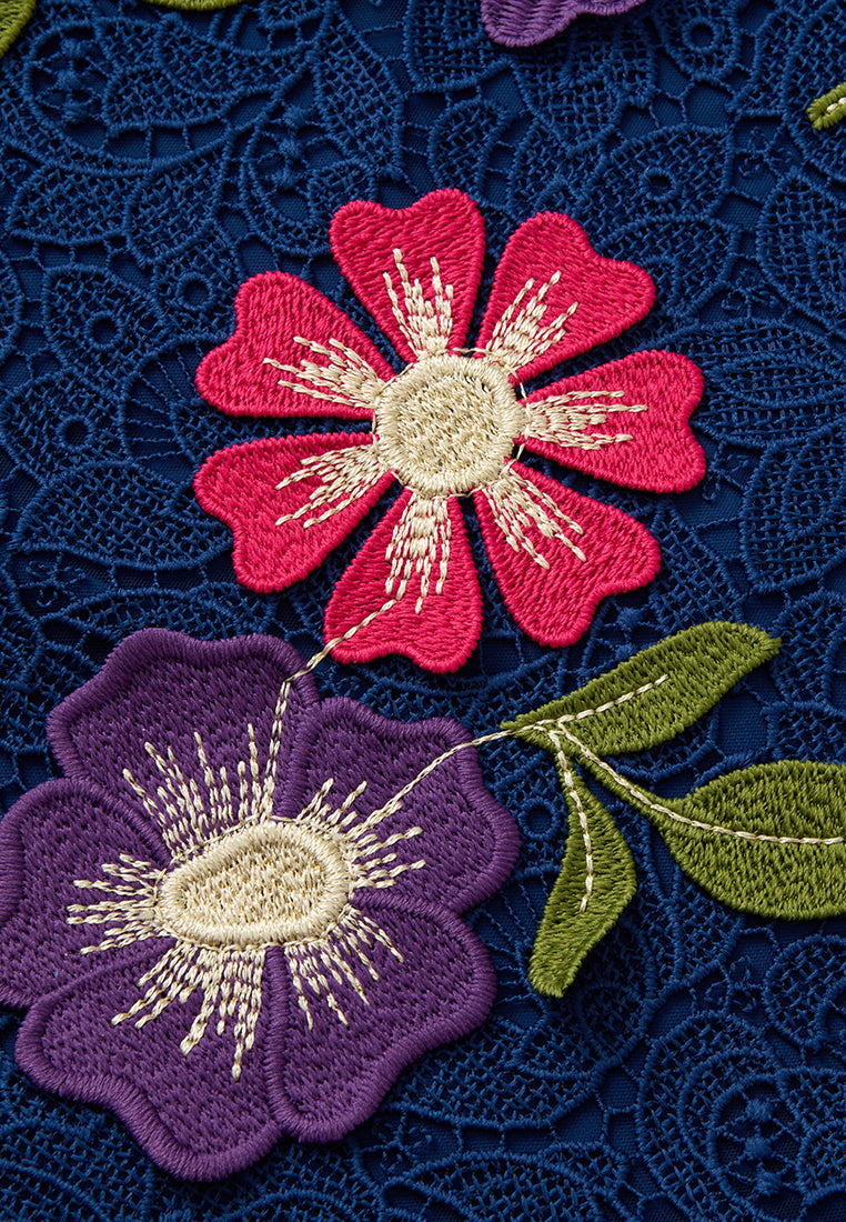 Appliqué Crochet-lace Maxi Dress