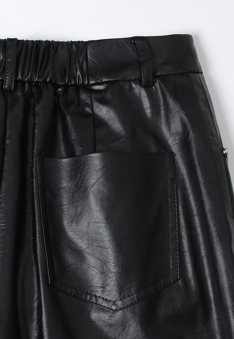 Noir Cuir Wide-Leg Trousers