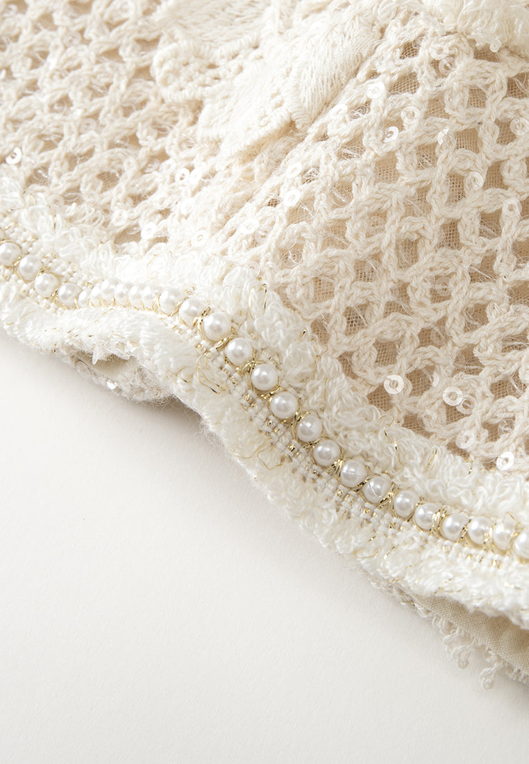 Appliqué-detail Sequin-detail Crochet Jacket