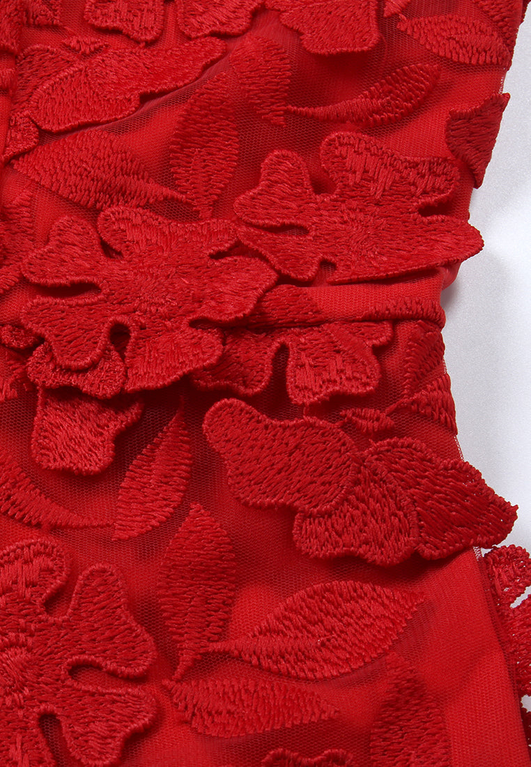 Scarlet Bloom Cheongsam Dress