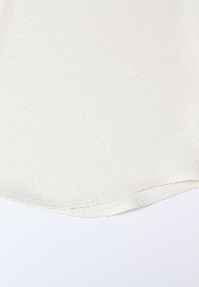 Embellished High-Neck Pleated Blouse