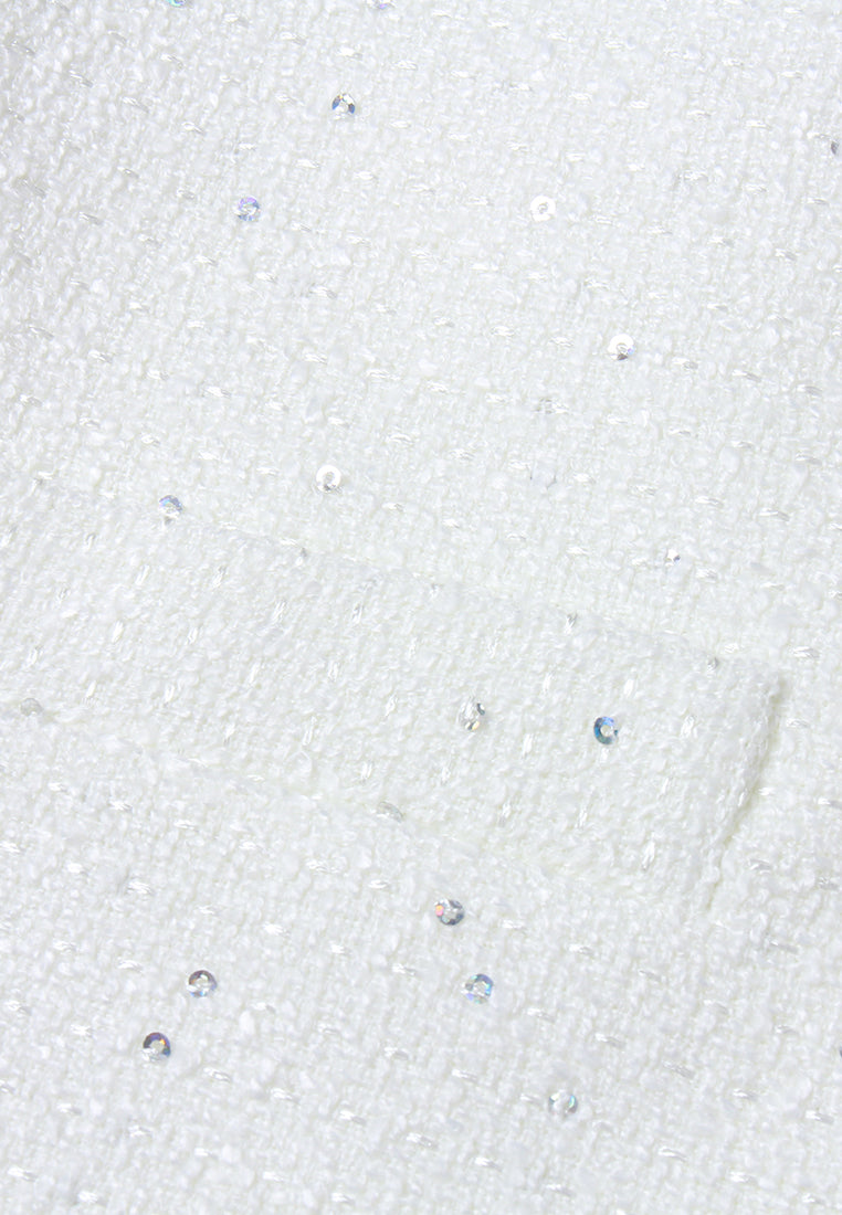 Embellished Tweed Jacket with Bow Accents