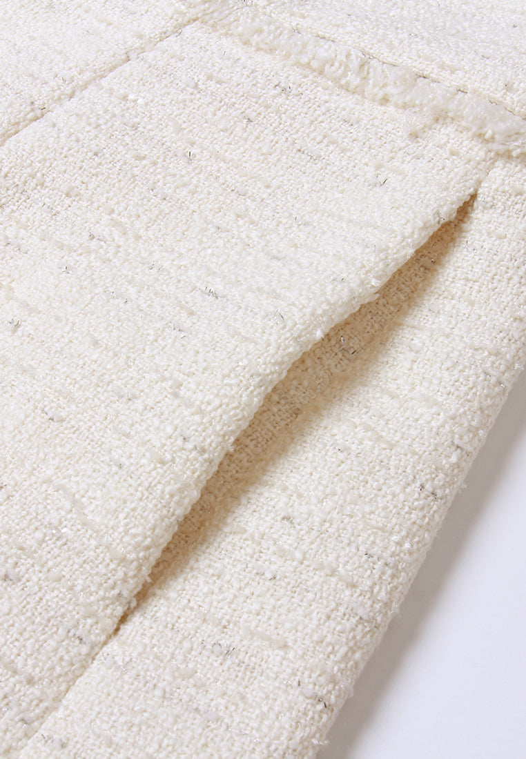 Lace-Trim Tweed Dress with Velvet Bow