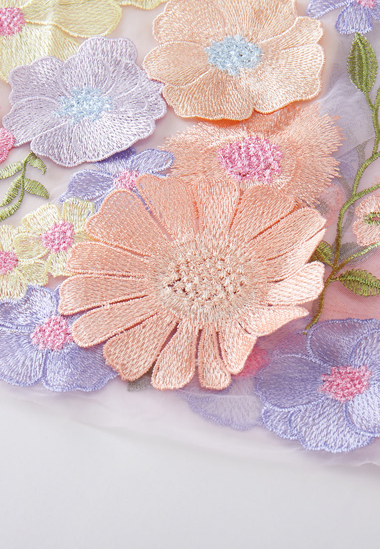 Fantasy Garden 3D Embroidery Mesh Dress