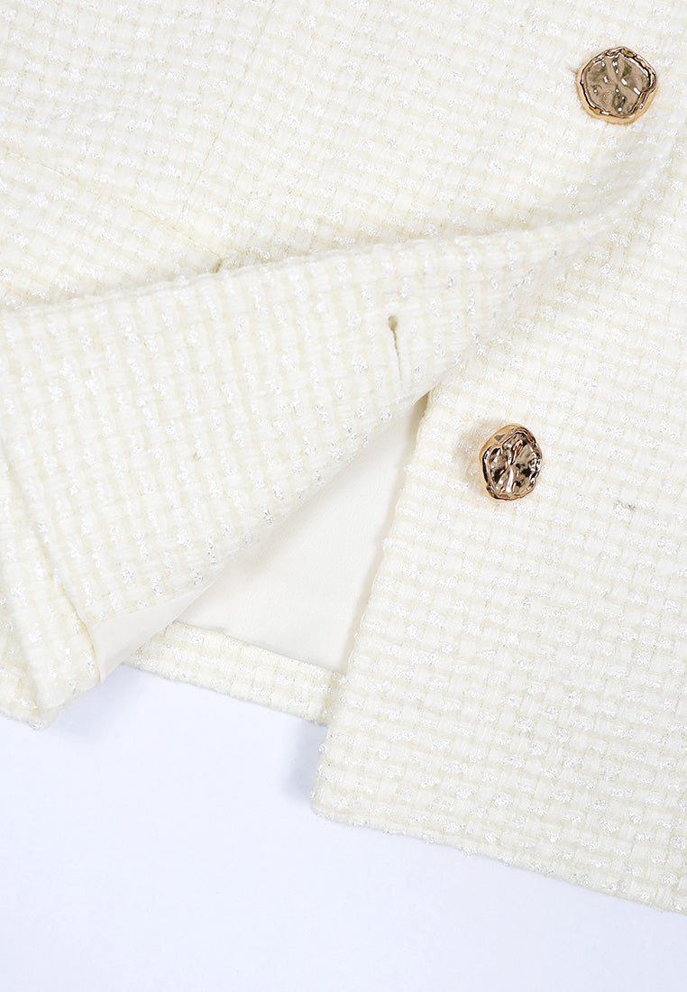 Blanc Tweed Bouton Doré Jacket