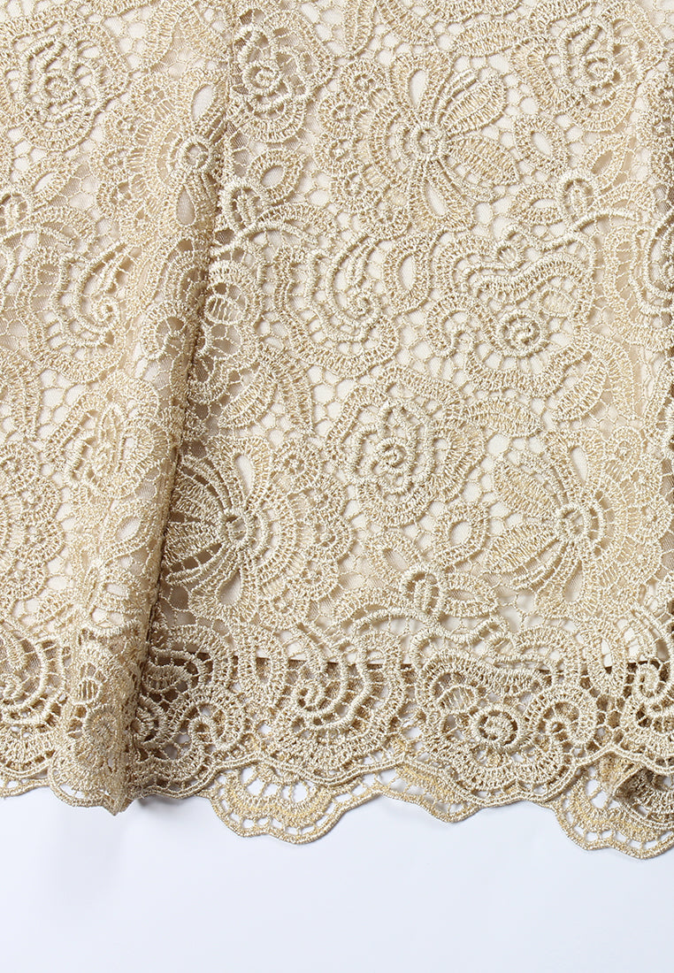 Champagne Lace Midi Skirt