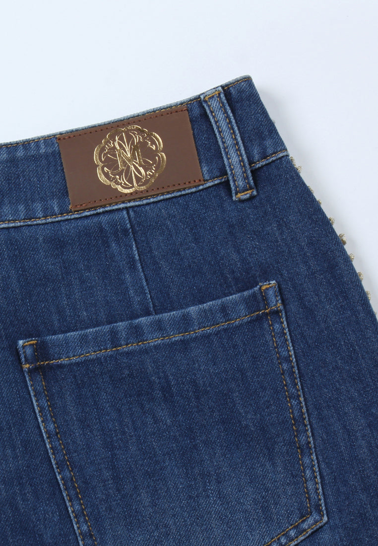 Indigo Frog Loop Trim Jeans