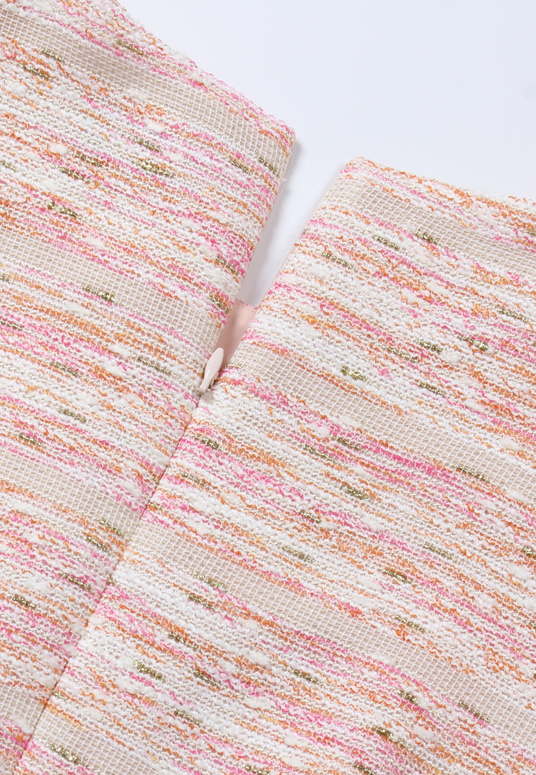 Baby Pink Weave Tweed Dress