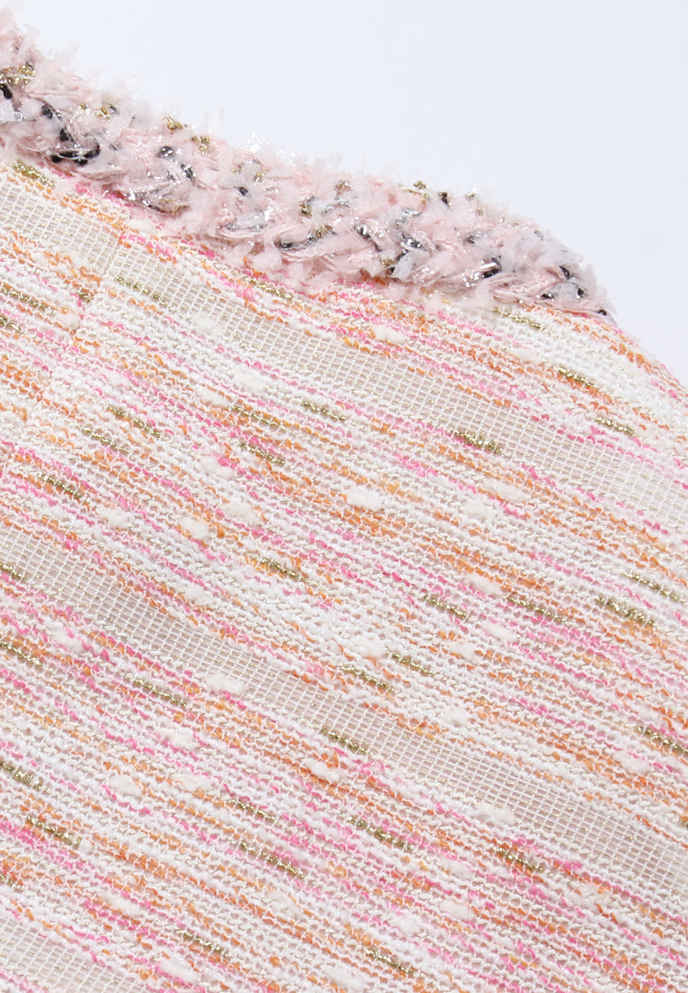 Baby Pink Weave Tweed Jacket