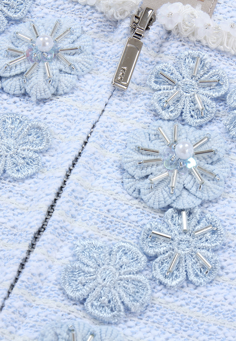 Azure Peony Embellished Jacket