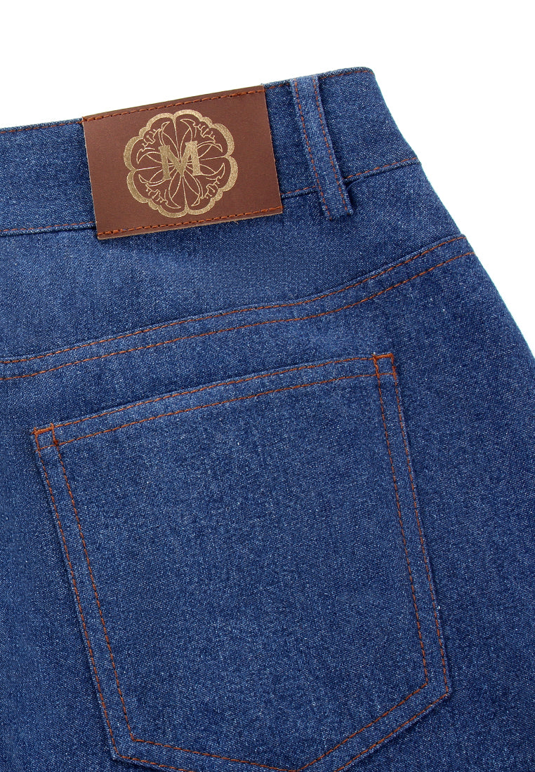 Indigo Bloom Denim Skirt