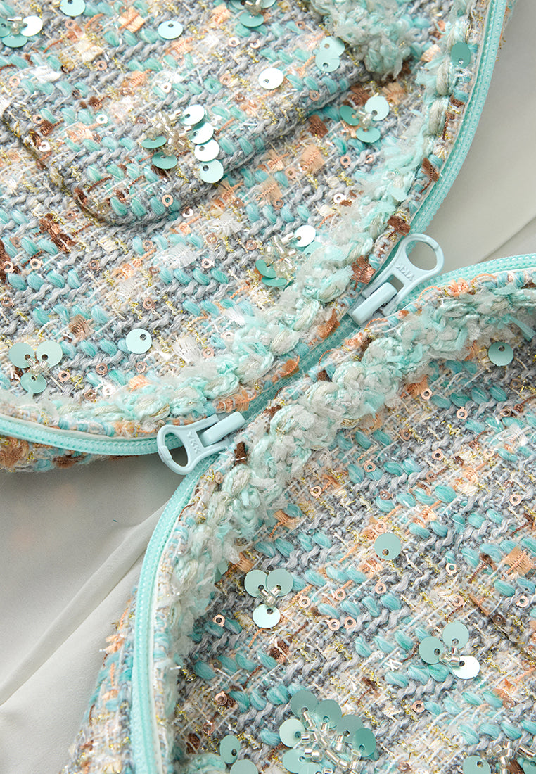 Contrast Checked Tweed Jacket