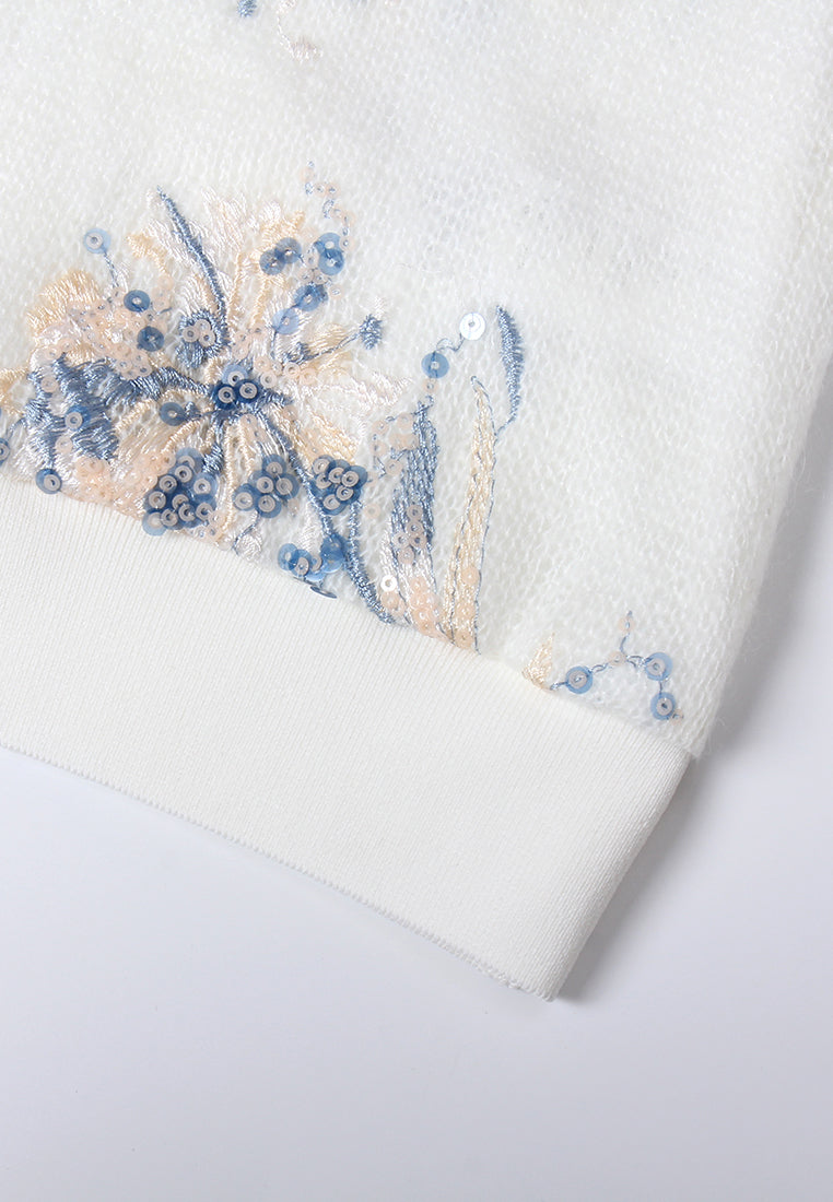 Embellished Floral-motif Sweatshirt