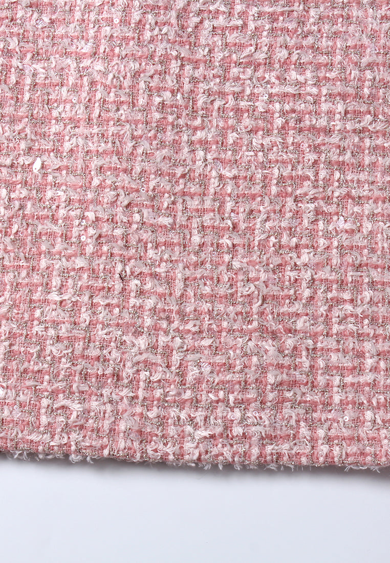 Fleur-Trim Tweed Skirt