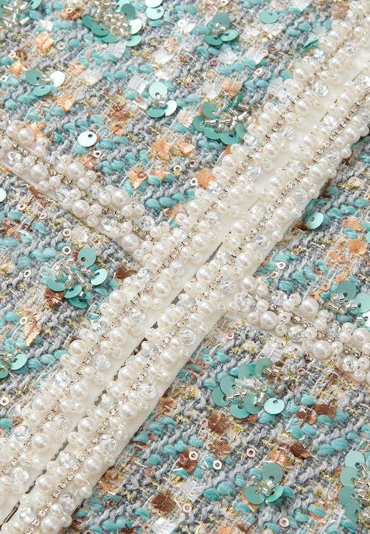 Panelled Pearl-trim Jacket