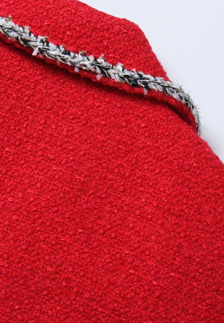 Scarlet Crest Trim Tweed Blazer