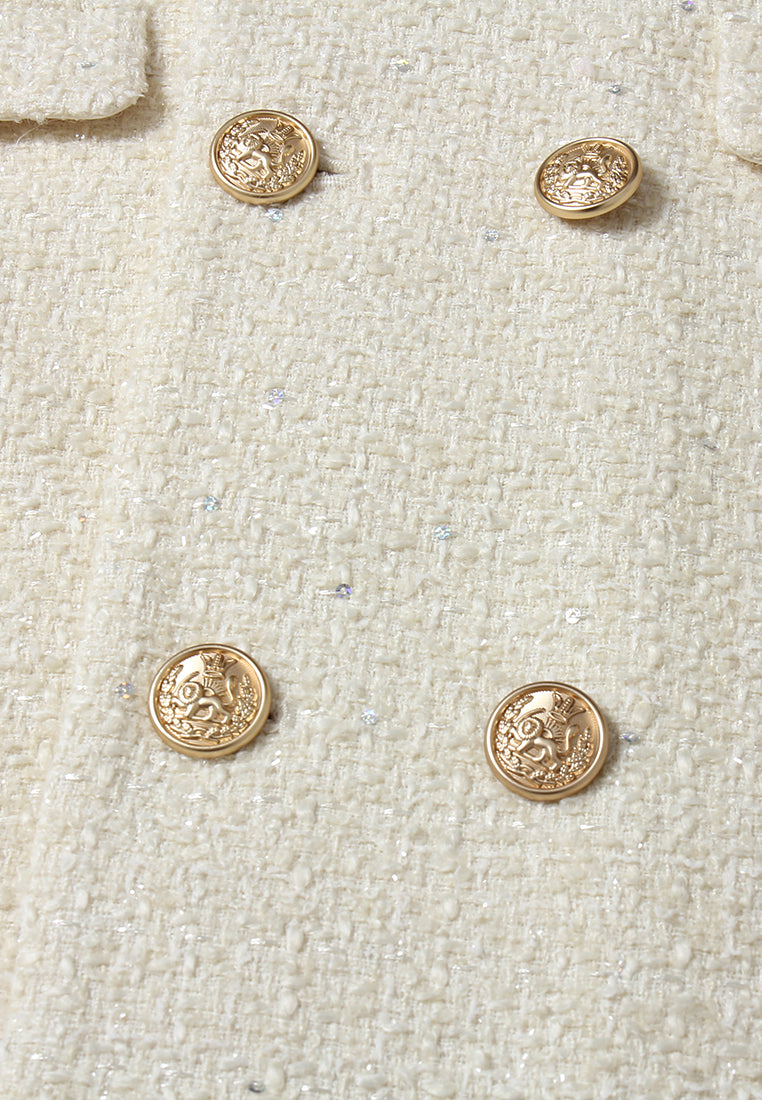 Crème Tresse Gold Button Coat