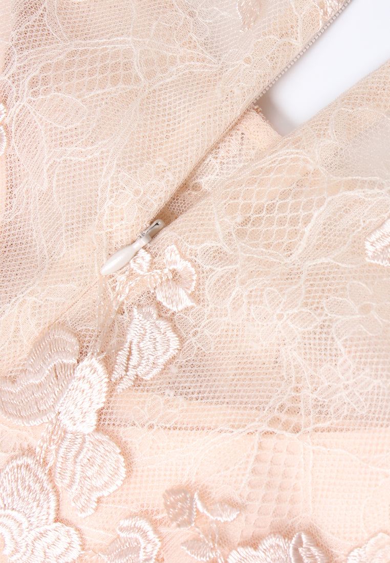 Crystal-trim Appliqué Lace Dress