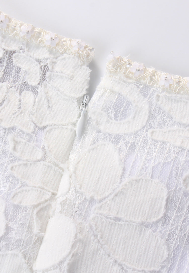 Blanc Élégance Florale Dress