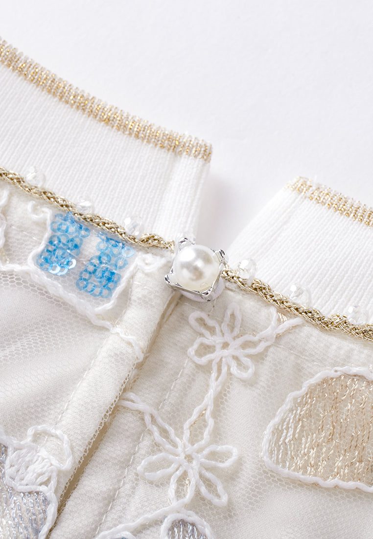 Beige Dreamy Embroiederd Top