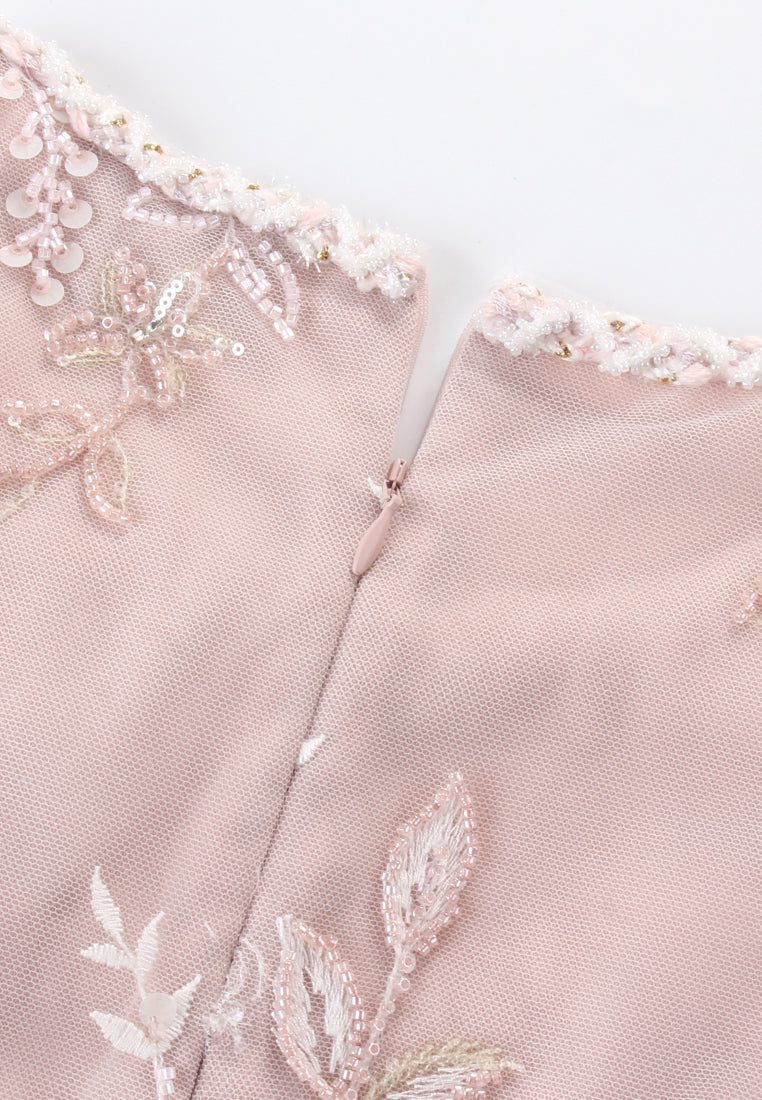 Rosé Enchanté Embroidered Dress