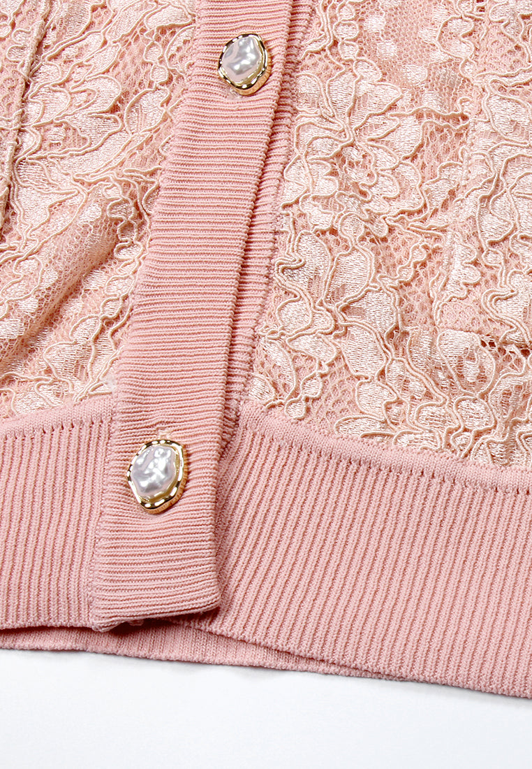 Blush Elegance Lace Cardigan
