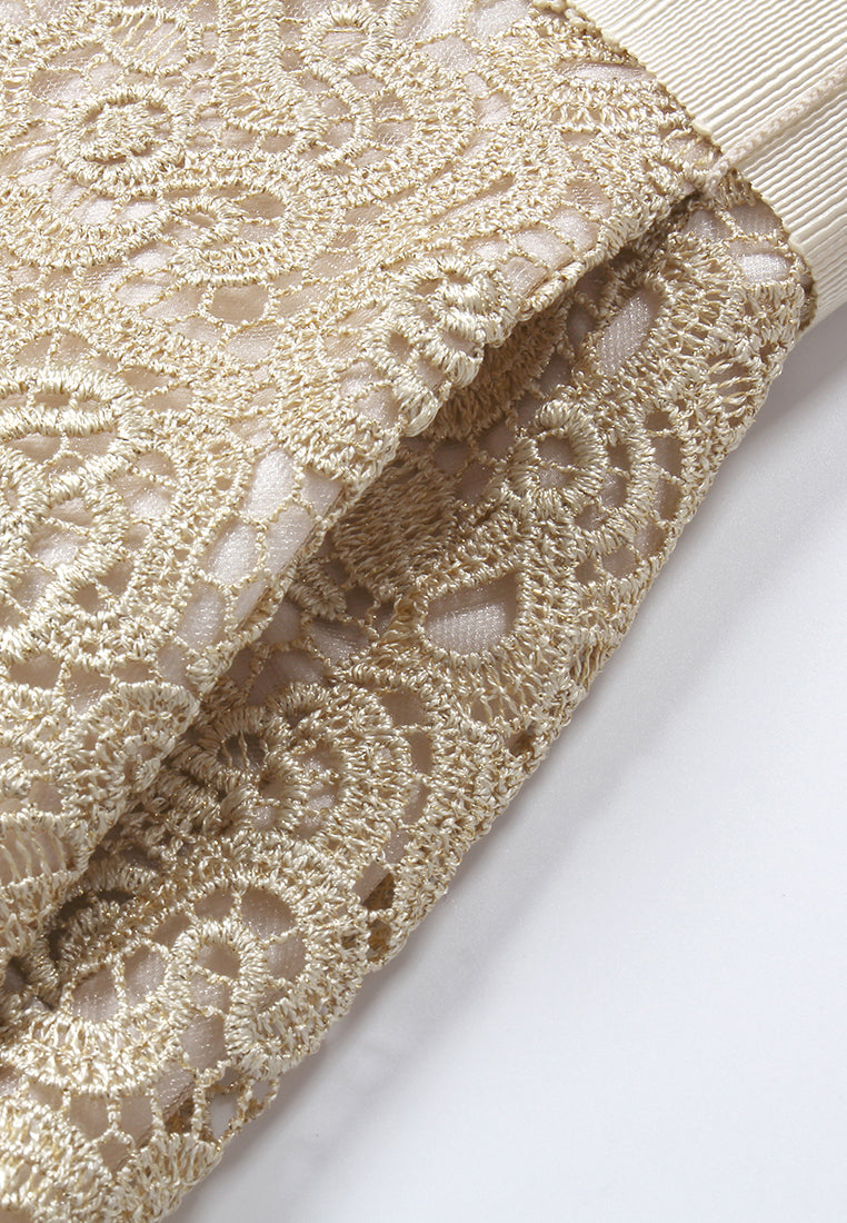 Champagne Lace Ribbon Dress