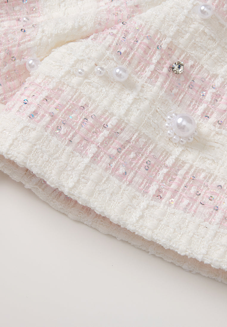 Embellished Stripped Tweed Dress