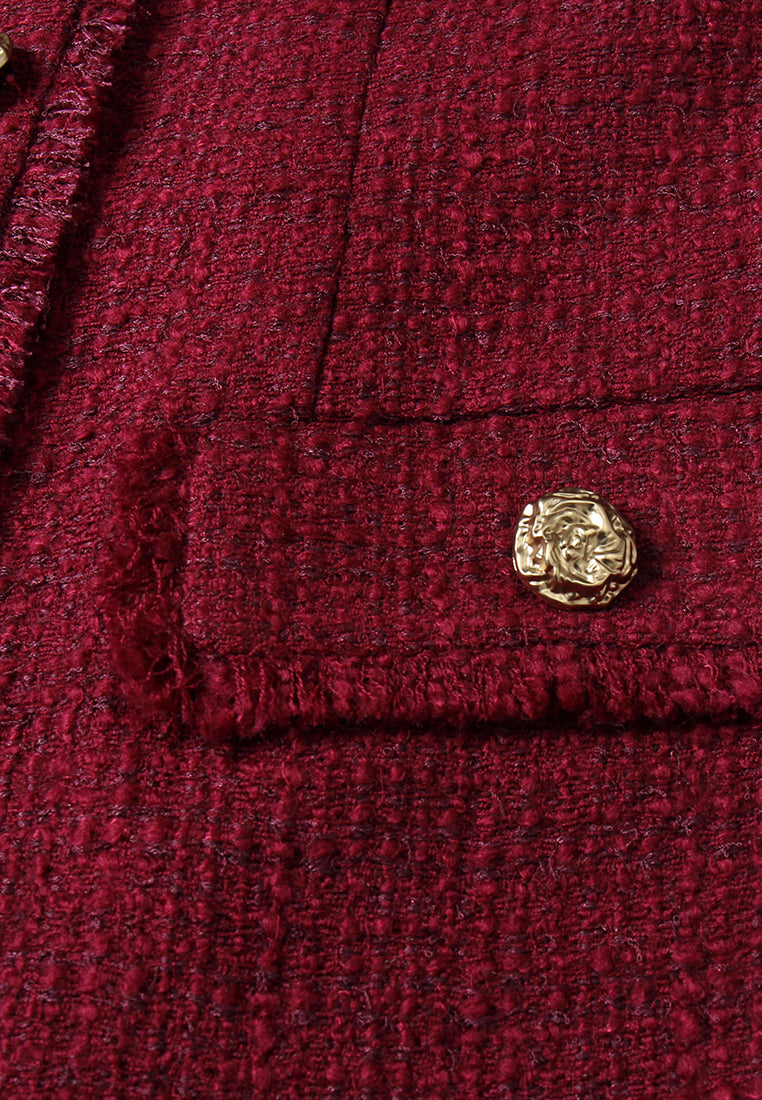 Bordeaux Bijou Tweed Coat