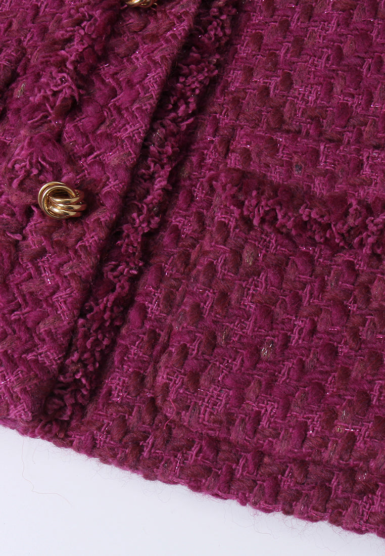 Checked fringed tweed jacket