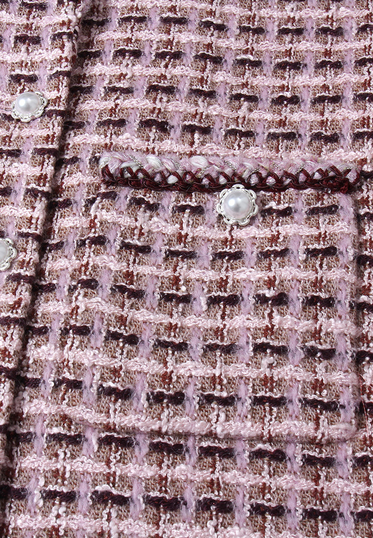 Rose Étoilé Manteau en Tweed Carreaux