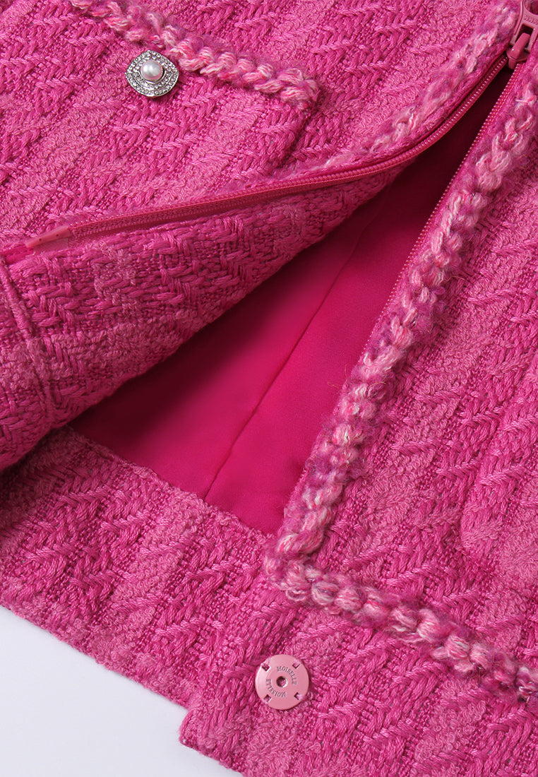 Checked Braided-trim Cropped Jacket