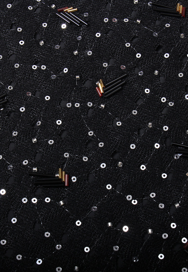 Jeweled Grid Sequin Sleeveless Top