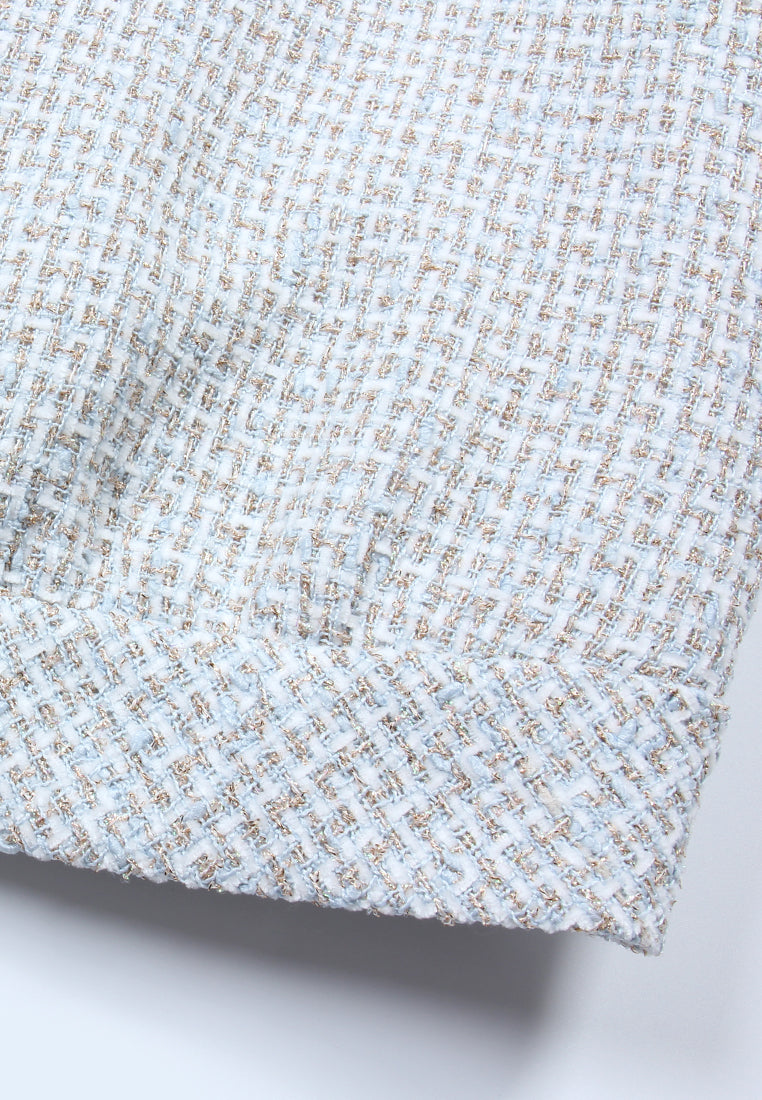 Azure Bloom Textured Tweed Jacket