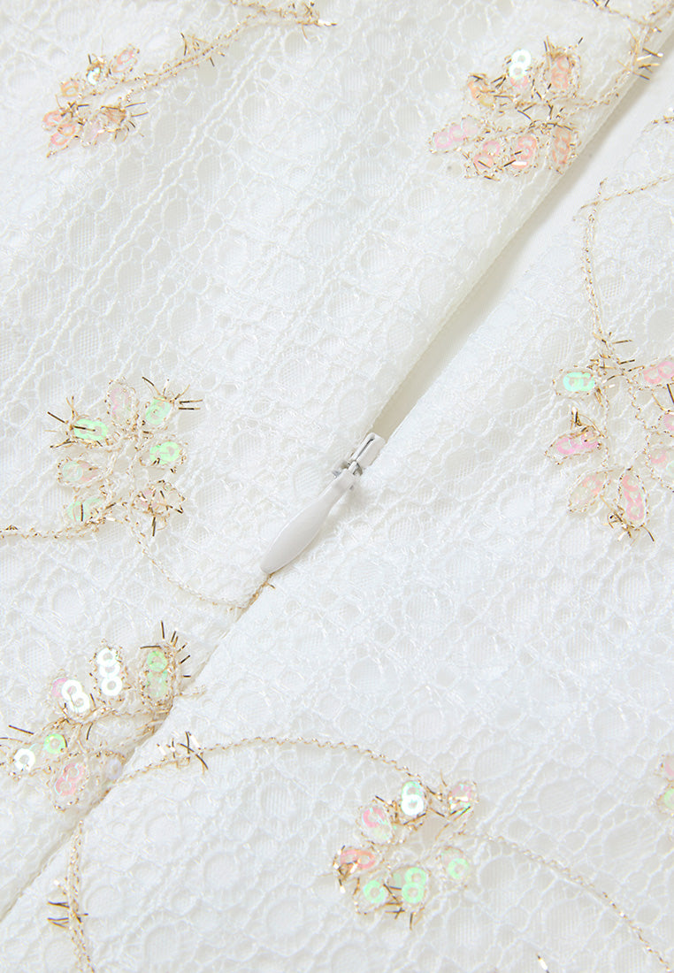 Lace-trim Lurex-detail Mesh-lace Dress