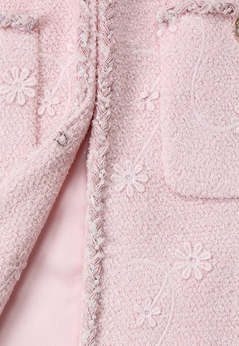 Blush Elegance Embroidered Coat