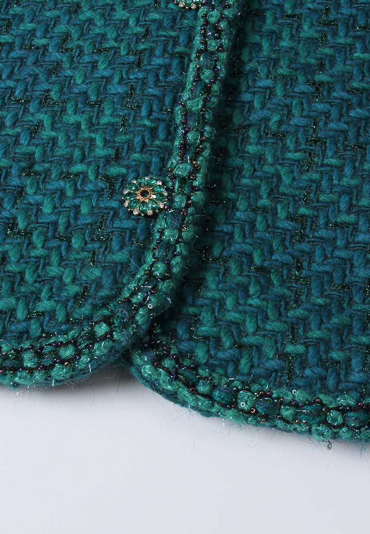 Crystal-button Tweed Cropped Jacket