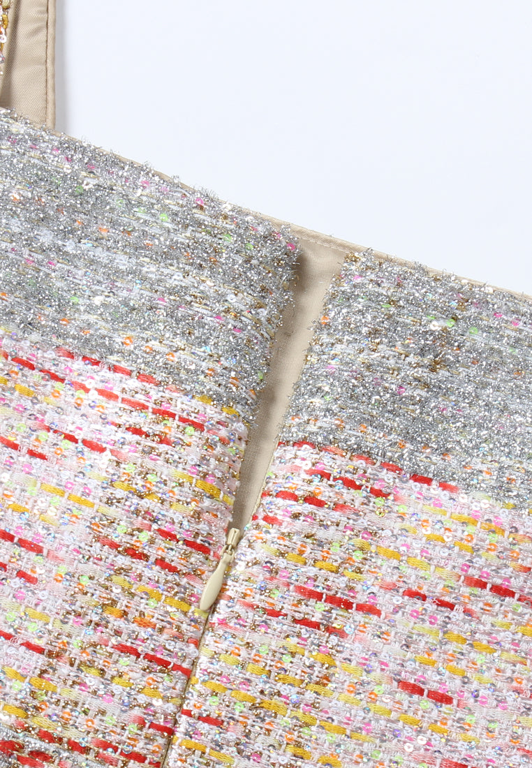 Starlight Stripe Multicoloured Tweed Dress