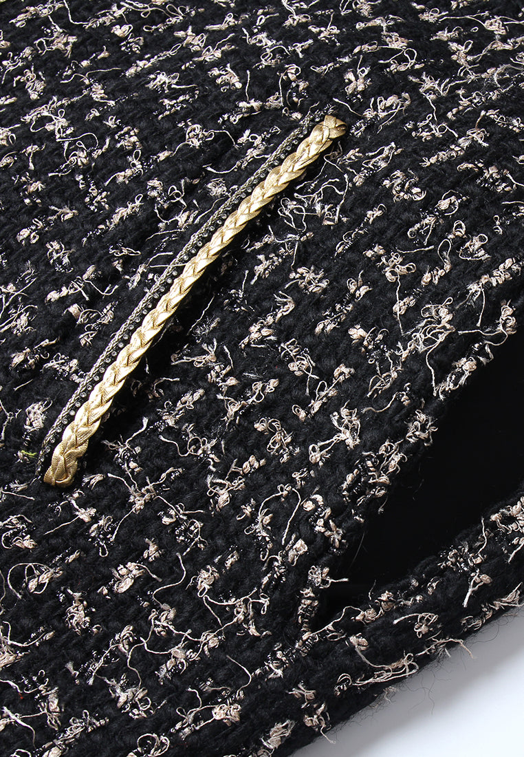 Noir Tissé Zip-Front Cape